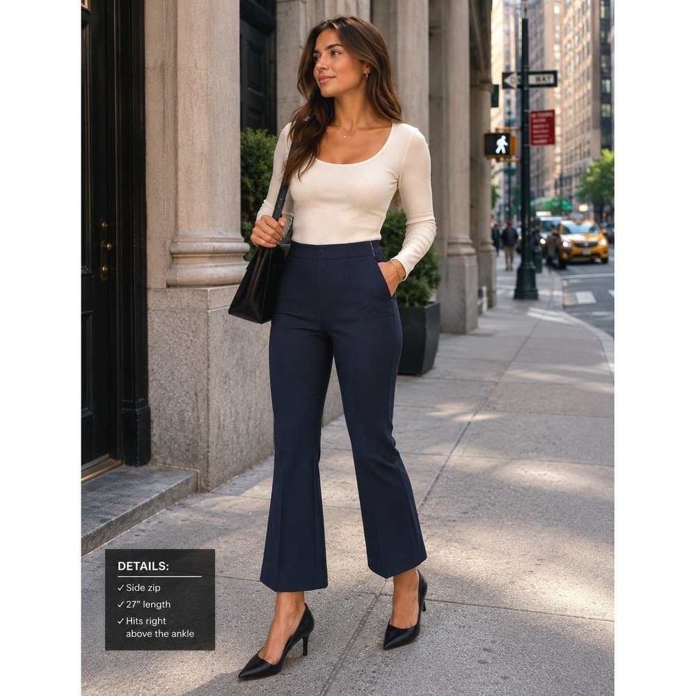 Everlane Dream Kick Flare Pant Organic Cotton Navy Modal Side Zip Size M NEW